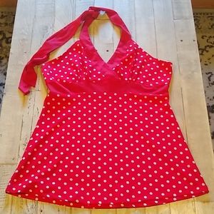 Red Polkadot Halter Top